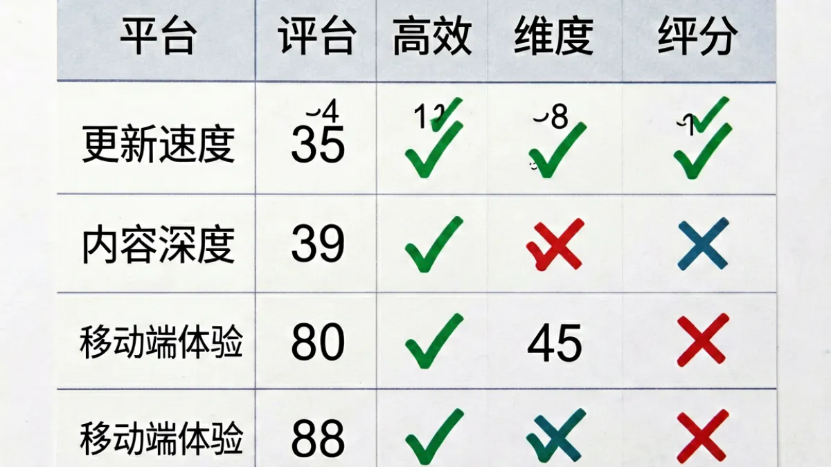 sihu 对比评测封面图，展示多个同类内容平台的核心功能横向比较表格