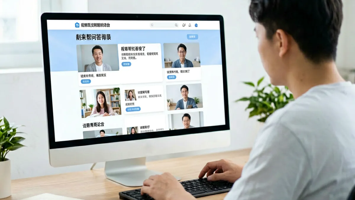 用户在电脑屏幕前查阅sihu平台的使用指南，界面清晰显示问答列表